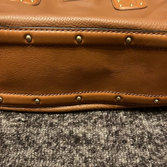 NWOT Large Michael Kors Saddle brown Convertible Studded Satchel - Picture 7 of 13